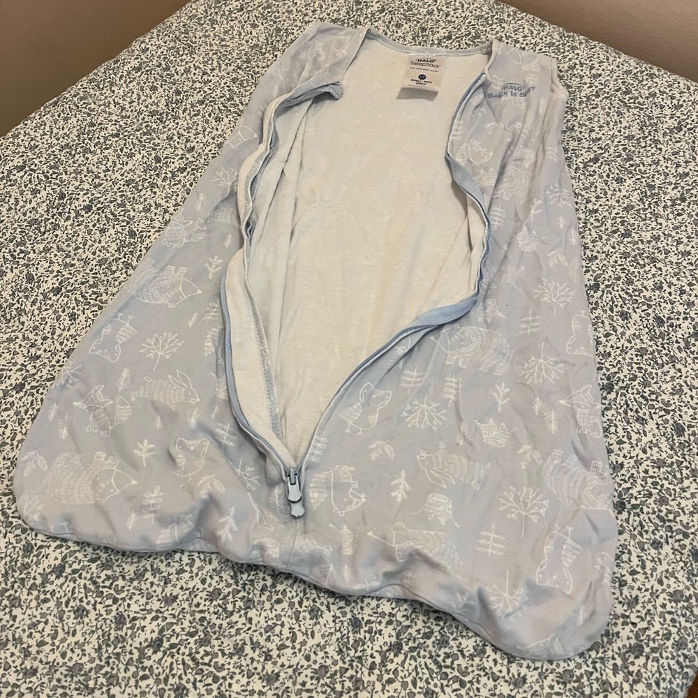 Summer Weight Halo Sleep Sack Light Blue with Animals